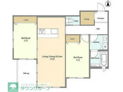 ADORABLEII(2LDK/2階)の間取り写真