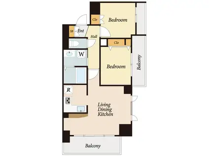 八王子計画(2LDK/11階)の間取り写真