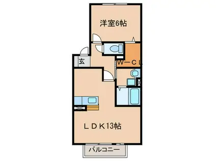 ヴェールちい(1LDK/2階)の間取り写真