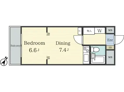 白金アネックス(1DK/2階)の間取り写真