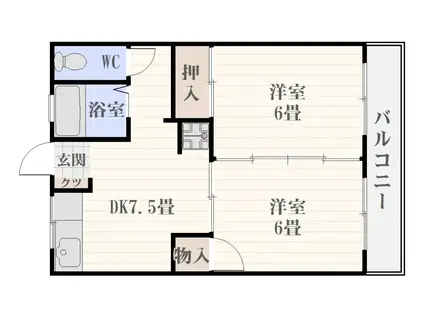 グランハイコーポ明和B(2DK/3階)の間取り写真