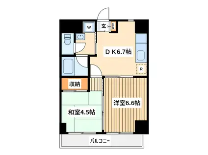 チェスターハウス鶴見(2DK/9階)の間取り写真