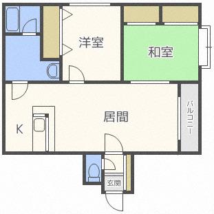 フラット佳月(2LDK/2階)の間取り写真