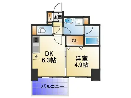 VIVIFURUYA豊崎(1DK/7階)の間取り写真