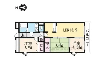 フロール南茨木(3LDK/2階)の間取り写真