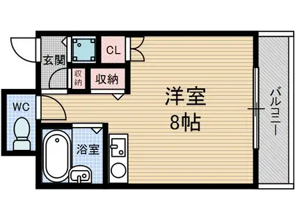 ヴィユーフルーヴ(ワンルーム/3階)の間取り写真