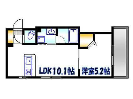 アフェクシービル(1LDK/2階)の間取り写真