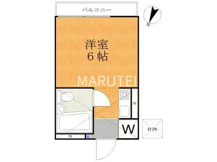 グリーンハイツ(ワンルーム/2階)の間取り写真