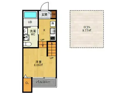 リアンジュ香椎(1K/2階)の間取り写真