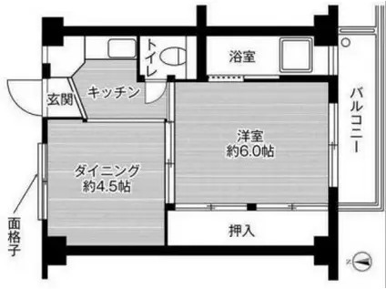 ビレッジハウス西阿知 2号棟(1DK/4階)の間取り写真