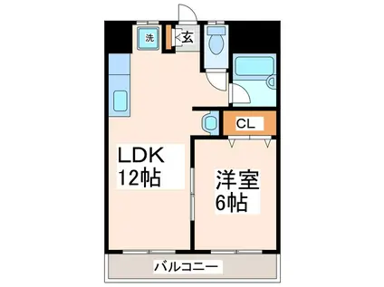 プレジデント島崎(1LDK/6階)の間取り写真
