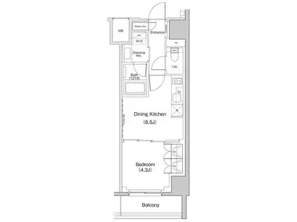 ザ・パークハビオ東長崎(1DK/8階)の間取り写真