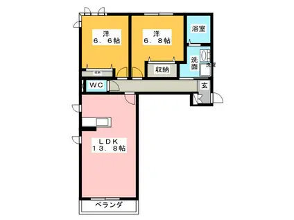 ファブレ(2LDK/2階)の間取り写真