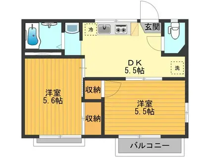 ビューテラス藤(2K/1階)の間取り写真