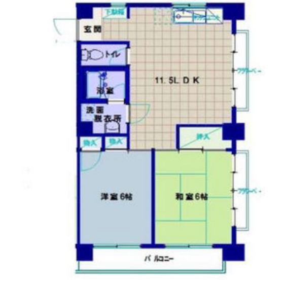 森岡ビル(2LDK/3階)の間取り写真