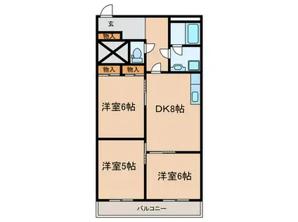 CHATEAU LIFE SAGAMIHARA I(3DK/3階)の間取り写真