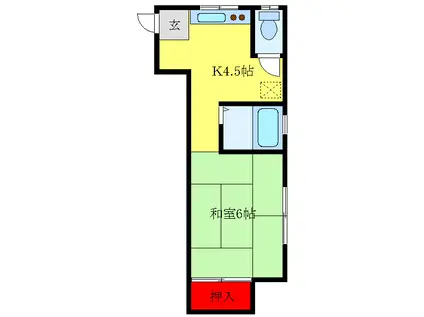 福島アパート(1K/2階)の間取り写真