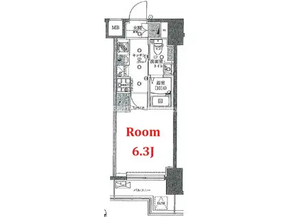 グロース西横浜2(1K/4階)の間取り写真