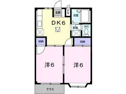 メゾン雅(2DK/1階)の間取り写真