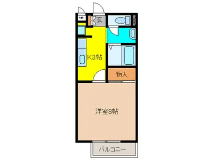 ロングリバーII(1K/2階)の間取り写真