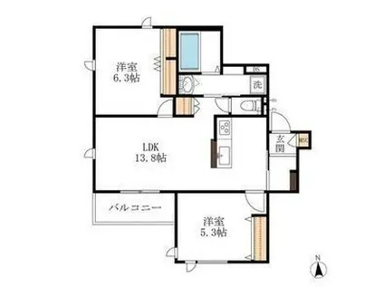 THE RITZ 中柴(2LDK/2階)の間取り写真