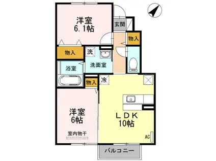 D-ROOM島西(2LDK/1階)の間取り写真
