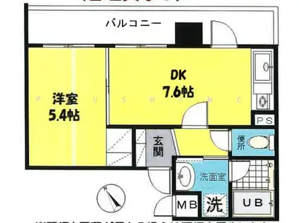 ブリリア文京動坂上(1LDK/4階)の間取り写真