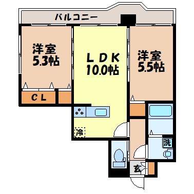 エススリーでじま(2LDK/6階)の間取り写真