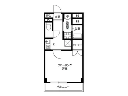 アンプルール リバーサイド(1K/3階)の間取り写真