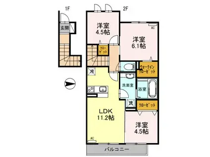 セレッソパティオIII(3LDK/2階)の間取り写真