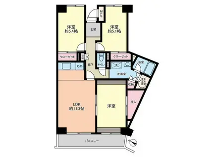 西武豊岡ハイツ(3LDK/7階)の間取り写真