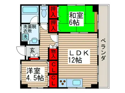 サンハウス柏(2LDK/3階)の間取り写真