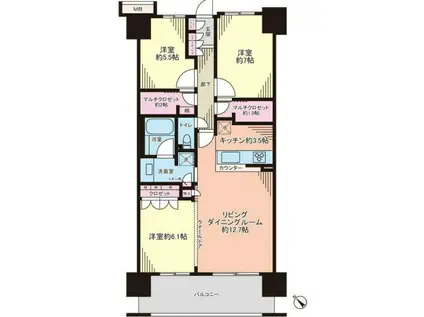 スターコート豊洲(3LDK/16階)の間取り写真