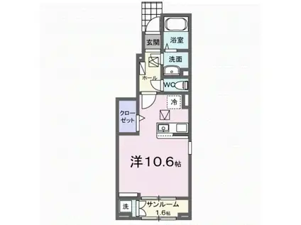 TOMORROW(ワンルーム/1階)の間取り写真