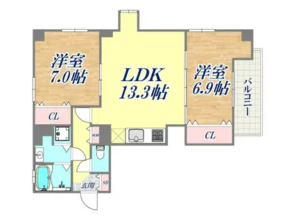 PACE MIKAGE(2LDK/5階)の間取り写真