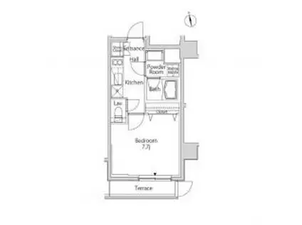 カーサスプレンディッド麻布十番駅前(1K/1階)の間取り写真