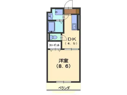 ジョビI(1DK/3階)の間取り写真