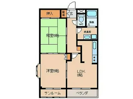 ウェルネスハイツ堀(2LDK/3階)の間取り写真