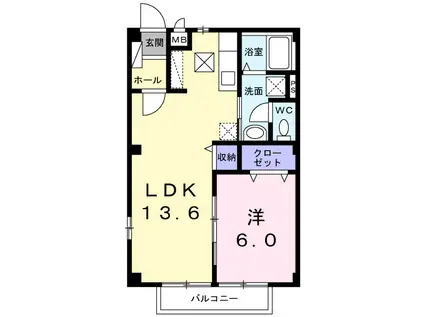 ミサキハイツII(1LDK/1階)の間取り写真
