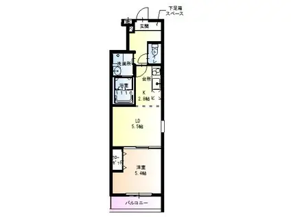 フジパレス遠里小野VI番館(1LDK/1階)の間取り写真