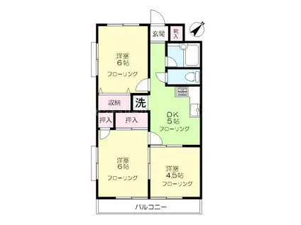 サンモールホンマ(3LDK/3階)の間取り写真