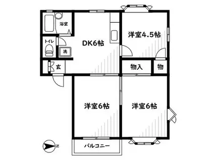 グローリィAOKI B(3DK/2階)の間取り写真