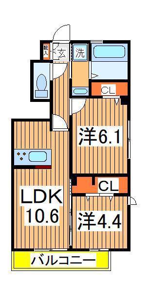 クラーヴォⅡ(2LDK/1階)の間取り写真