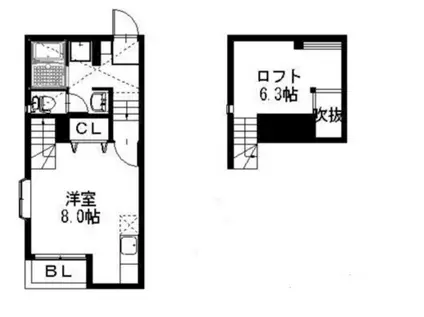 パサージュ野芥(ワンルーム/2階)の間取り写真