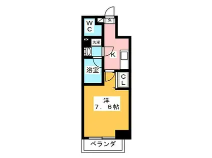 スカイコート蔵前II(1K/4階)の間取り写真