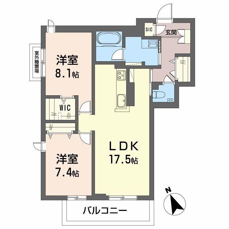 クレイエール(2LDK/3階)の間取り写真