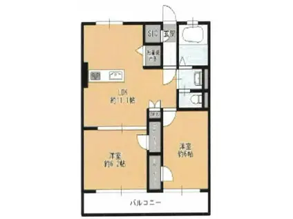 目白台コーポ(2LDK/7階)の間取り写真