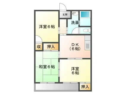 ダイヤモンドマンション(3DK/1階)の間取り写真