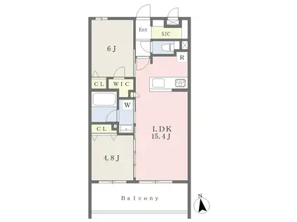 LOCRAS ATAGO(2LDK/4階)の間取り写真