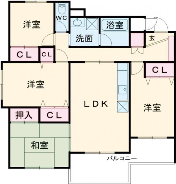 大野ガーデンハイツ(4LDK/1階)の間取り写真